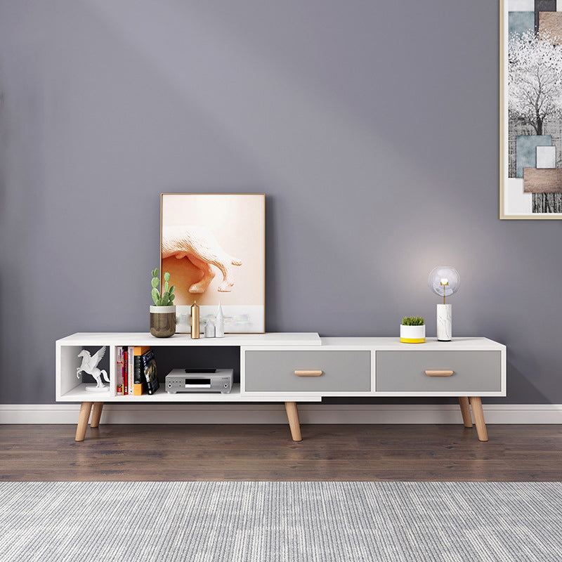 12" - Brede houten tv-standaard, verschuifbare Scandinavische tv-console met 2/3/4 lades