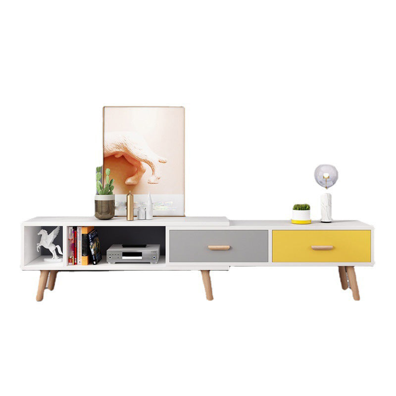 12" - Brede houten tv-standaard, verschuifbare Scandinavische tv-console met 2/3/4 lades