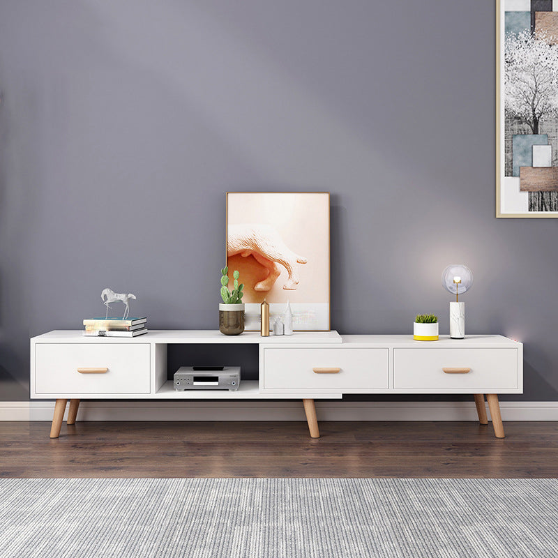 12" - Brede houten tv-standaard, verschuifbare Scandinavische tv-console met 2/3/4 lades