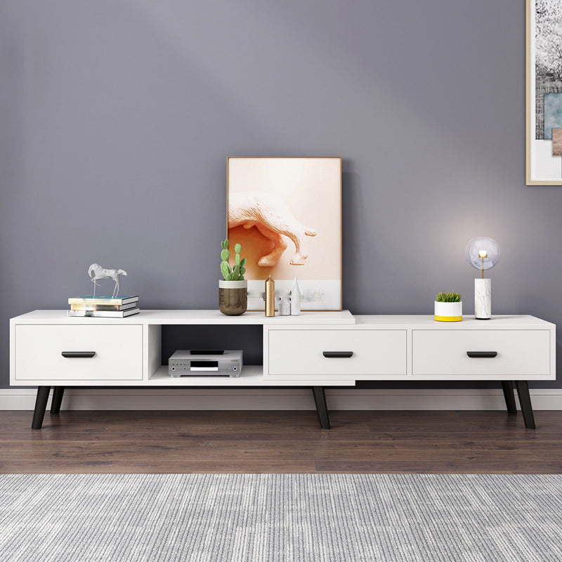 12" - Brede houten tv-standaard, verschuifbare Scandinavische tv-console met 2/3/4 lades