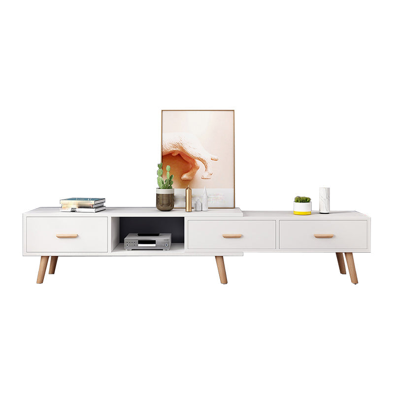 12" - Brede houten tv-standaard, verschuifbare Scandinavische tv-console met 2/3/4 lades