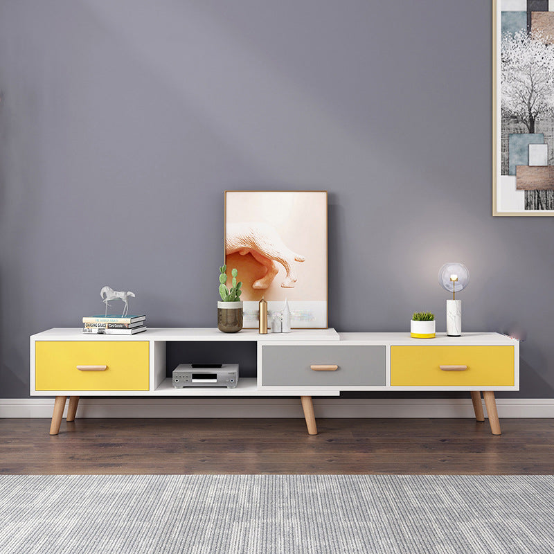 12" - Brede houten tv-standaard, verschuifbare Scandinavische tv-console met 2/3/4 lades
