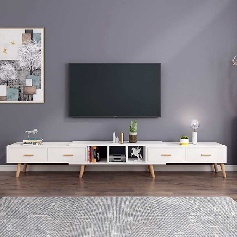 12" - Brede houten tv-standaard, verschuifbare Scandinavische tv-console met 2/3/4 lades