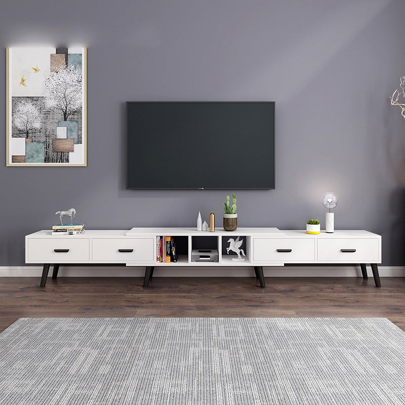 12" - Brede houten tv-standaard, verschuifbare Scandinavische tv-console met 2/3/4 lades