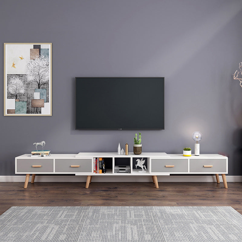 12" - Brede houten tv-standaard, verschuifbare Scandinavische tv-console met 2/3/4 lades