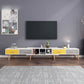 12" - Brede houten tv-standaard, verschuifbare Scandinavische tv-console met 2/3/4 lades