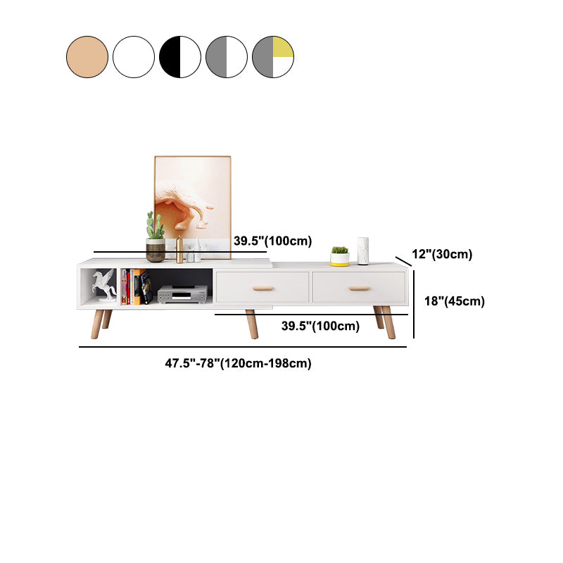 12" - Brede houten tv-standaard, verschuifbare Scandinavische tv-console met 2/3/4 lades