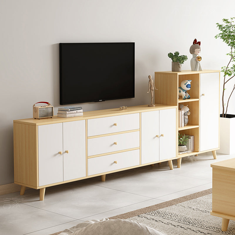 Consola de TV de 2 puertas de estilo de madera de estilo escandinavo con almacenamiento