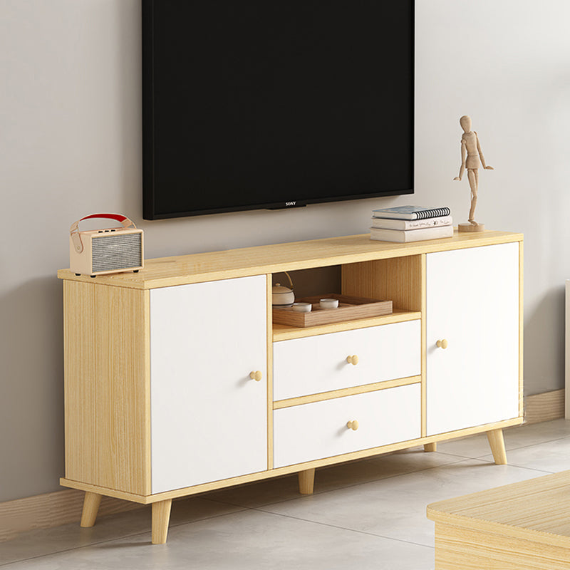 Consola de TV de 2 puertas de estilo de madera de estilo escandinavo con almacenamiento