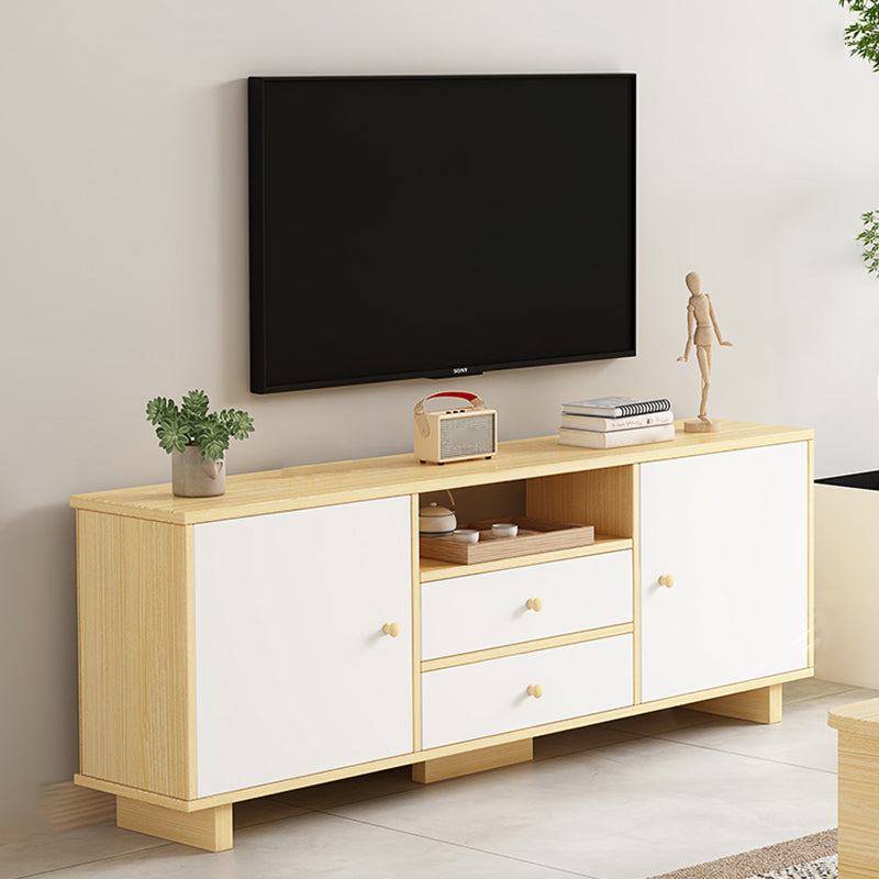 Consola de TV de 2 puertas de estilo de madera de estilo escandinavo con almacenamiento