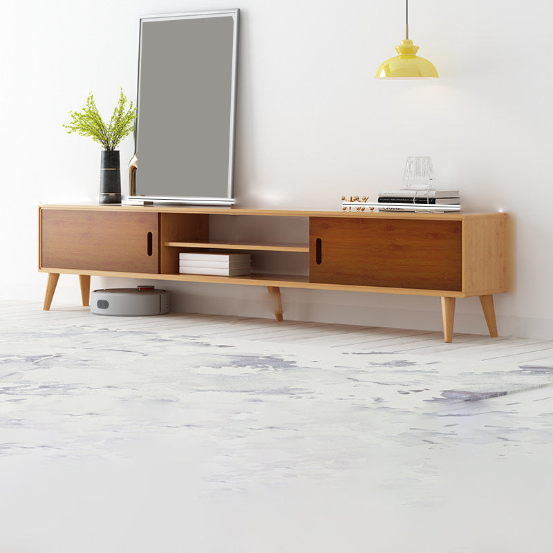 Moderne tv-standaard met 4 poten, massief houten tv-standaardconsole met verschuifbare opbergruimte