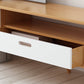 Moderne tv-standaard met 4 poten, massief houten tv-standaardconsole met verschuifbare opbergruimte