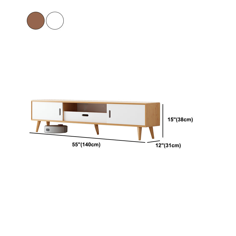 Moderne tv-standaard met 4 poten, massief houten tv-standaardconsole met verschuifbare opbergruimte