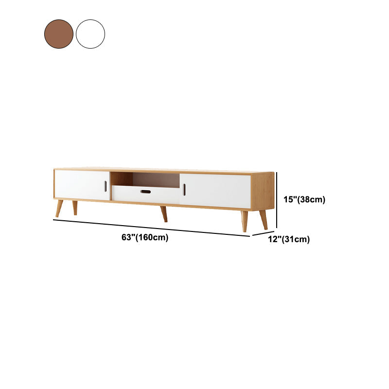 Moderne tv-standaard met 4 poten, massief houten tv-standaardconsole met verschuifbare opbergruimte