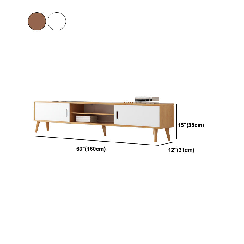 Moderne tv-standaard met 4 poten, massief houten tv-standaardconsole met verschuifbare opbergruimte