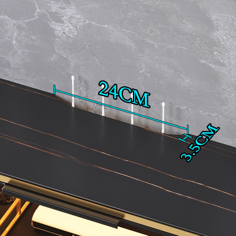 Glam Style Stone TV Cabinet Enclosed Storage TV Stand with Glass Door