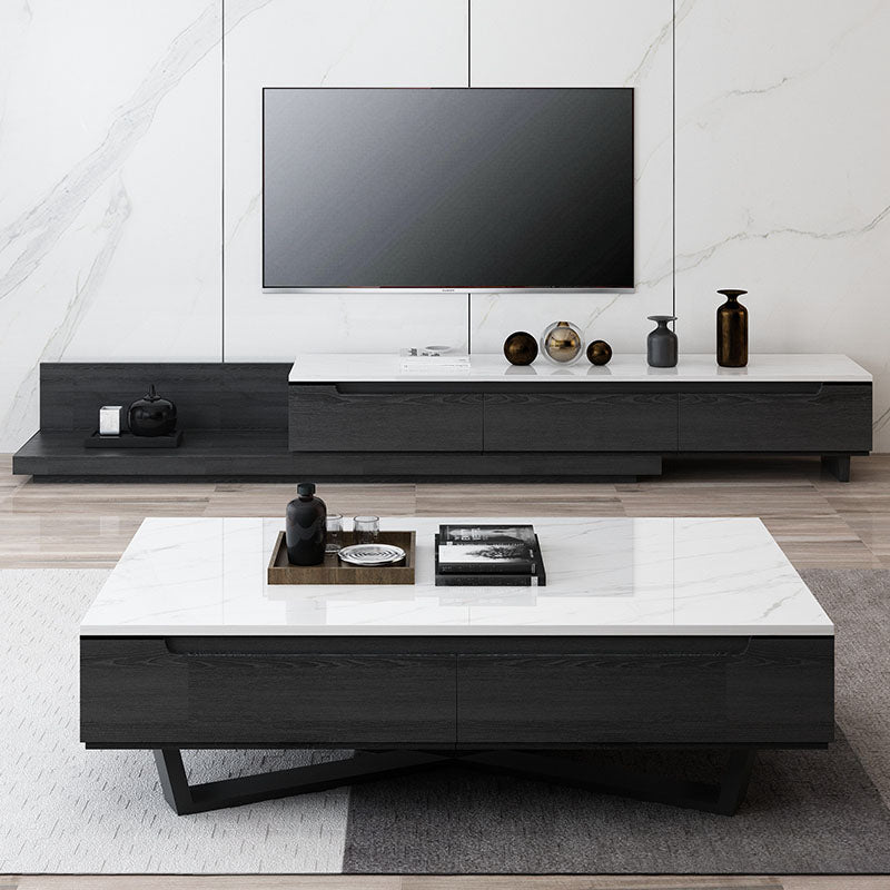 TV-Ständer im zeitgenössischen Stil, graue TV-Konsole mit Schubladen für das Wohnzimmer