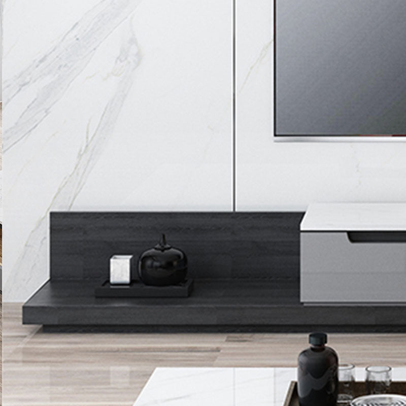 TV-Ständer im zeitgenössischen Stil, graue TV-Konsole mit Schubladen für das Wohnzimmer