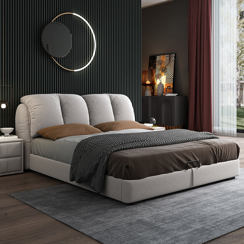 フェイクレザーの長方形のヘッドボード付きスカンジナビアの木製パネルベッド