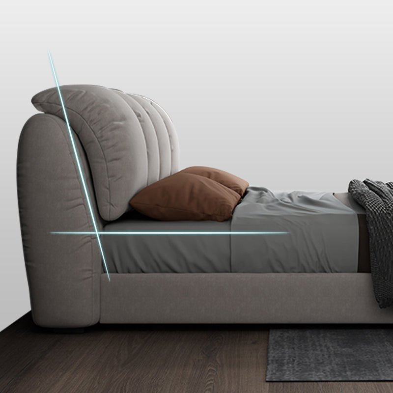 Letto a pannello in legno scandinavo con testiera rettangolare in pelle finta