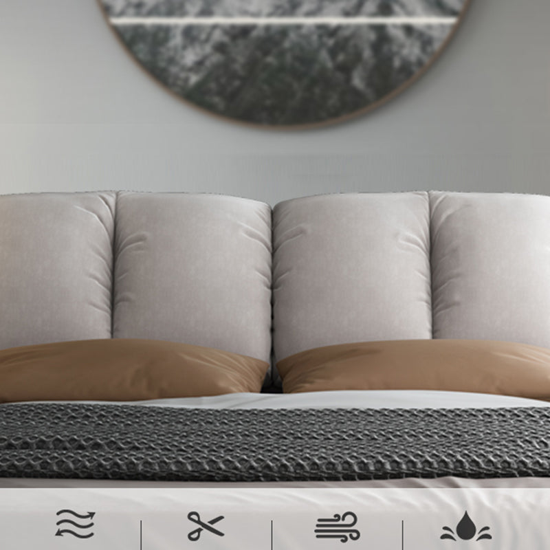 Letto a pannello in legno scandinavo con testiera rettangolare in pelle finta