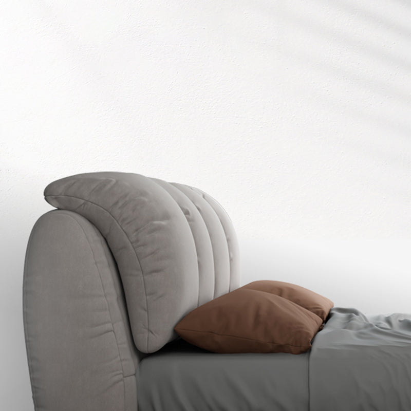 Letto a pannello in legno scandinavo con testiera rettangolare in pelle finta