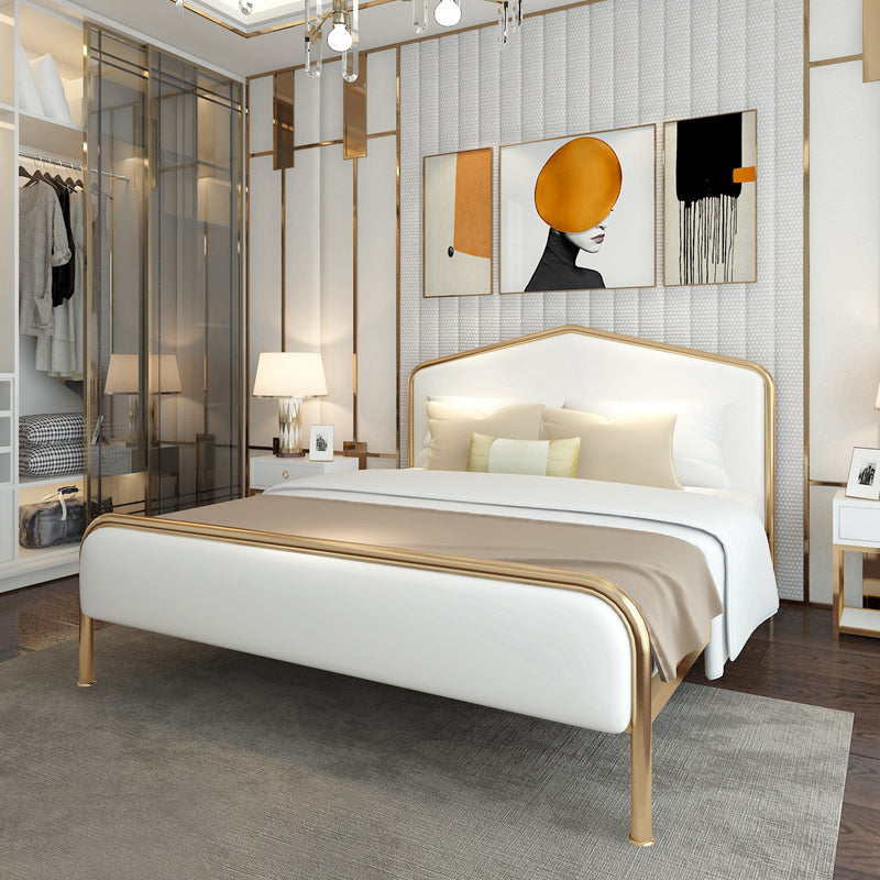 Letto standard imbottito con testiera in metallo a basso profilo