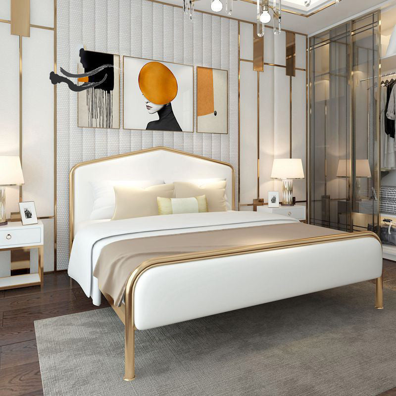 Letto standard imbottito con testiera in metallo a basso profilo