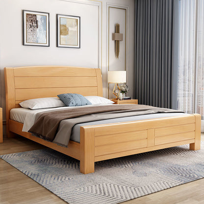 Scandinavian Beech Wood Bed with Legs and Sleigh Headboard in Natural Bed & Mattress Coir Clearhalo 'Bedroom Furniture' 'Beds' 'furn' 'furn_beds' 'Furniture' 5535056