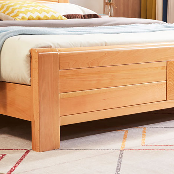 Scandinavian Beech Wood Bed with Legs and Sleigh Headboard in Natural Clearhalo 'Bedroom Furniture' 'Beds' 'furn' 'furn_beds' 'Furniture' 5535062