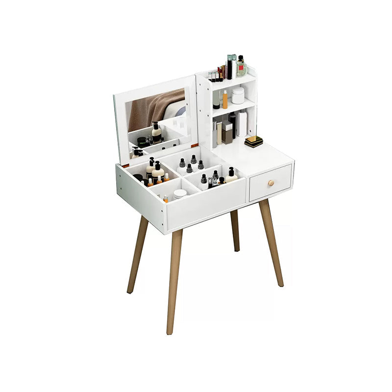Modern Wood Flip-top Vanity Set 29.53" H Vanity Desk in White Makeup Vanity 24"L x 16"W x 30"H Unavailable Clearhalo 'Bedroom Furniture' 'furn' 'furn_makeup_vanities' 'Furniture' 'Makeup Vanities' 'makeup_vanities' 5535528