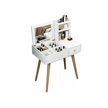 Modern Wood Flip-top Vanity Set 29.53" H Vanity Desk in White Makeup Vanity 24"L x 16"W x 30"H Unavailable Clearhalo 'Bedroom Furniture' 'furn' 'furn_makeup_vanities' 'Furniture' 'Makeup Vanities' 'makeup_vanities' 5535528