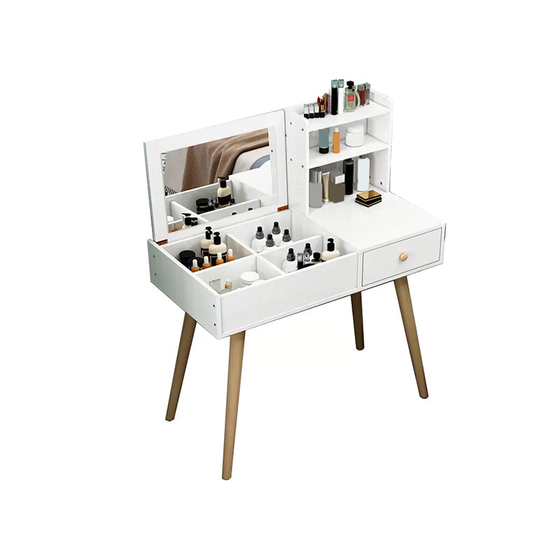 Modern Wood Flip-top Vanity Set 29.53" H Vanity Desk in White Makeup Vanity 31"L x 16"W x 30"H Unavailable Clearhalo 'Bedroom Furniture' 'furn' 'furn_makeup_vanities' 'Furniture' 'Makeup Vanities' 'makeup_vanities' 5535529