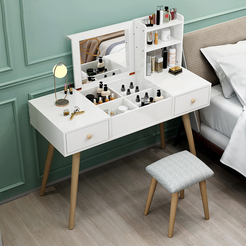Modern Wood Flip-top Vanity Set 29.53" H Vanity Desk in White Clearhalo 'Bedroom Furniture' 'furn' 'furn_makeup_vanities' 'Furniture' 'Makeup Vanities' 'makeup_vanities' 5535530