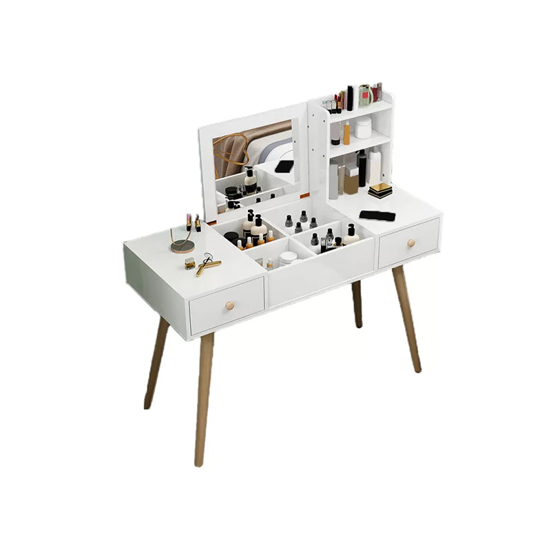 Modern Wood Flip-top Vanity Set 29.53" H Vanity Desk in White Makeup Vanity 39.4"L x 15.7"W x 29.5"H Unavailable Clearhalo 'Bedroom Furniture' 'furn' 'furn_makeup_vanities' 'Furniture' 'Makeup Vanities' 'makeup_vanities' 5535531