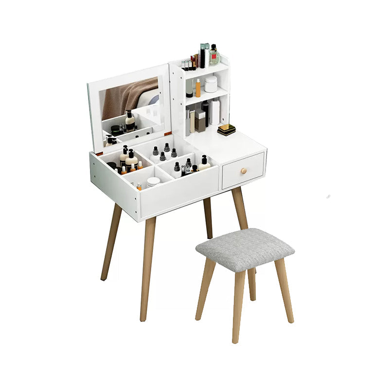 Modern Wood Flip-top Vanity Set 29.53" H Vanity Desk in White Makeup Vanity & Stools 24"L x 16"W x 30"H Gray Clearhalo 'Bedroom Furniture' 'furn' 'furn_makeup_vanities' 'Furniture' 'Makeup Vanities' 'makeup_vanities' 5535533