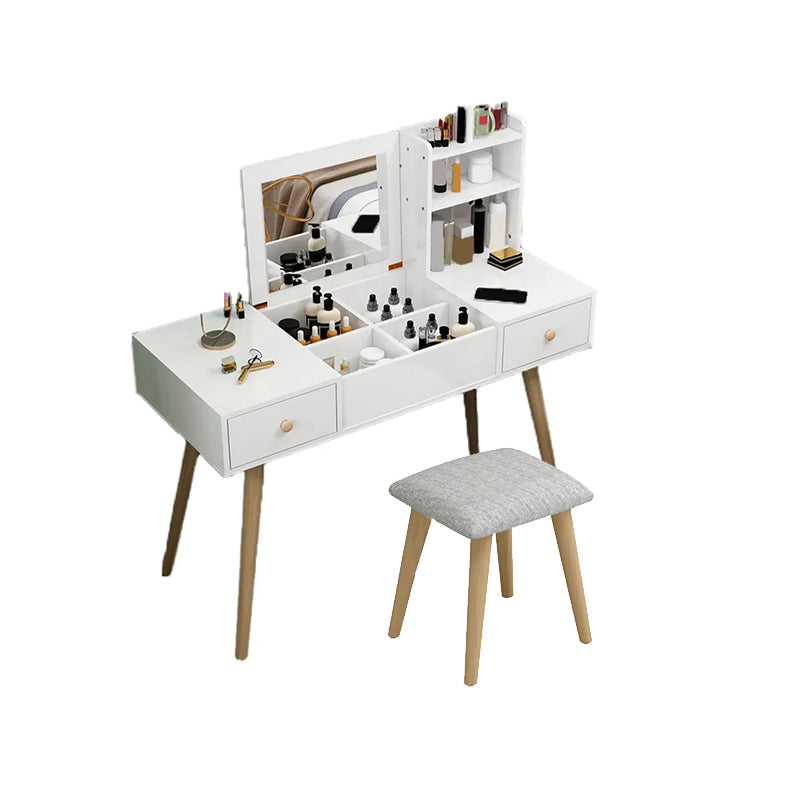 Modern Wood Flip-top Vanity Set 29.53" H Vanity Desk in White Makeup Vanity & Stools 39.4"L x 15.7"W x 29.5"H Gray Clearhalo 'Bedroom Furniture' 'furn' 'furn_makeup_vanities' 'Furniture' 'Makeup Vanities' 'makeup_vanities' 5535535