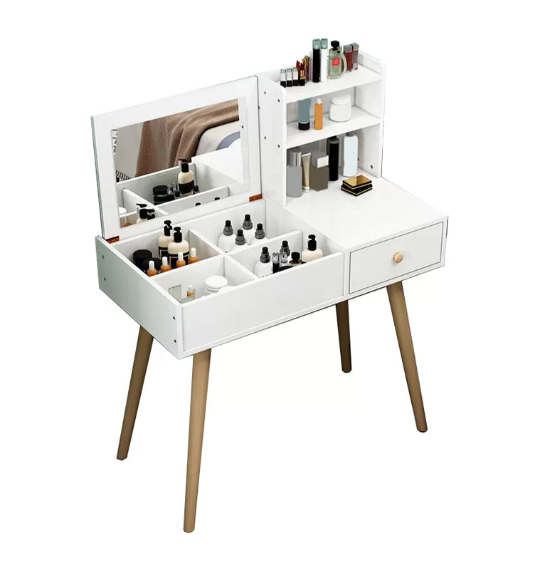 Modern Wood Flip-top Vanity Set 29.53" H Vanity Desk in White Clearhalo 'Bedroom Furniture' 'furn' 'furn_makeup_vanities' 'Furniture' 'Makeup Vanities' 'makeup_vanities' 5535536