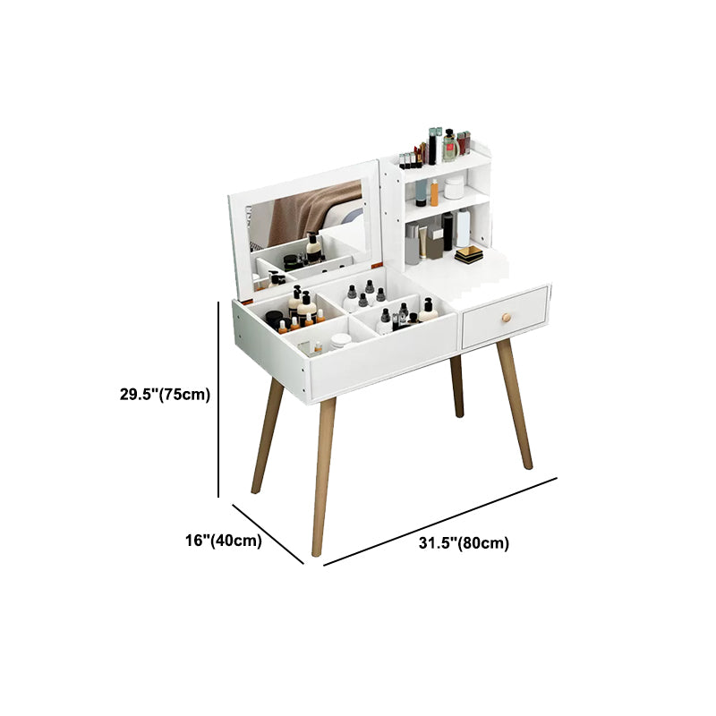 Modern Wood Flip-top Vanity Set 29.53" H Vanity Desk in White Clearhalo 'Bedroom Furniture' 'furn' 'furn_makeup_vanities' 'Furniture' 'Makeup Vanities' 'makeup_vanities' 5535543
