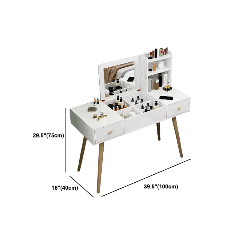Modern Wood Flip-top Vanity Set 29.53" H Vanity Desk in White Clearhalo 'Bedroom Furniture' 'furn' 'furn_makeup_vanities' 'Furniture' 'Makeup Vanities' 'makeup_vanities' 5535544