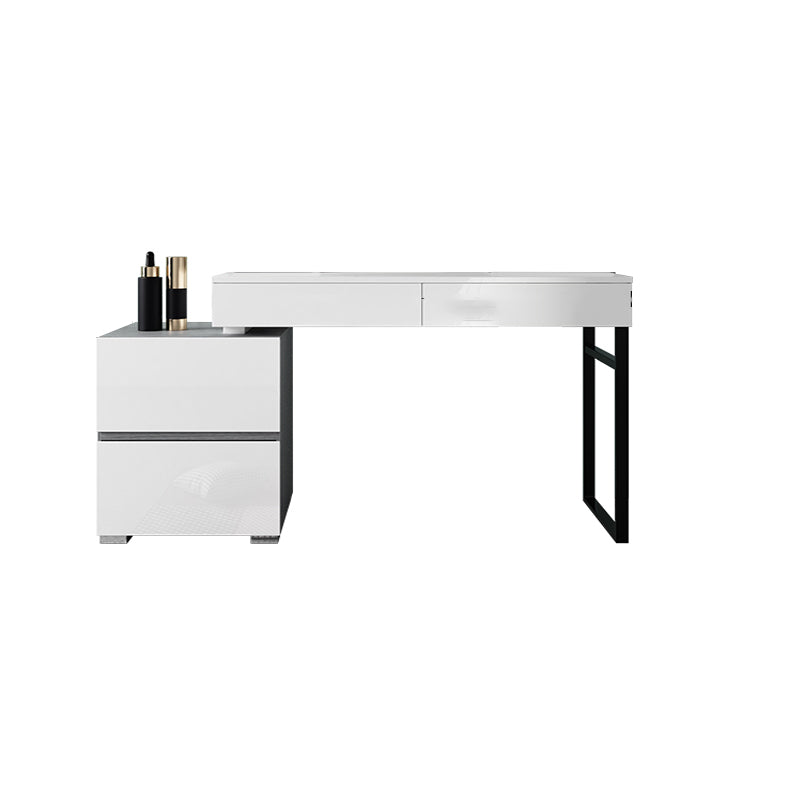 Moderno 4 cassetti da toeletta da toeletta da toeletta 28,94 "h bianco con sgabello