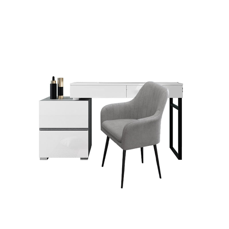 Moderno 4 cassetti da toeletta da toeletta da toeletta 28,94 "h bianco con sgabello