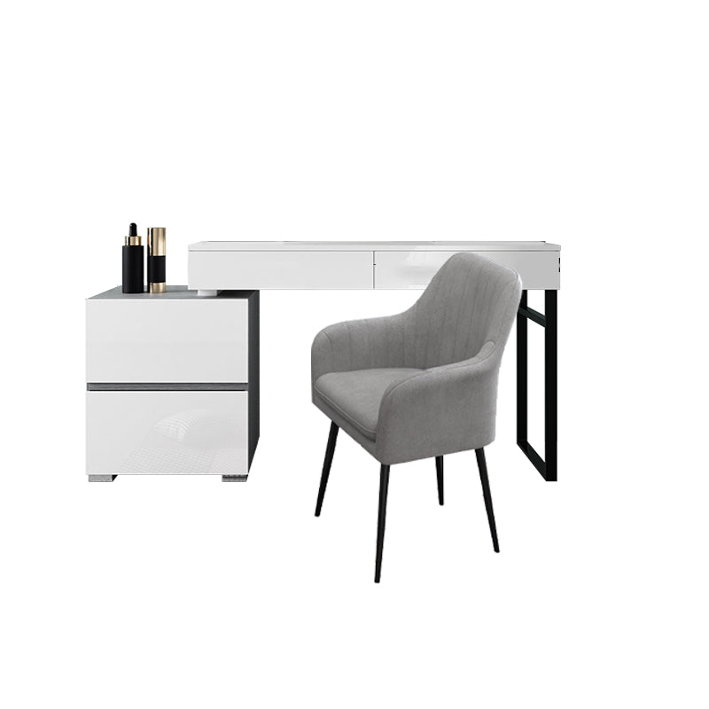 Moderno 4 cassetti da toeletta da toeletta da toeletta 28,94 "h bianco con sgabello