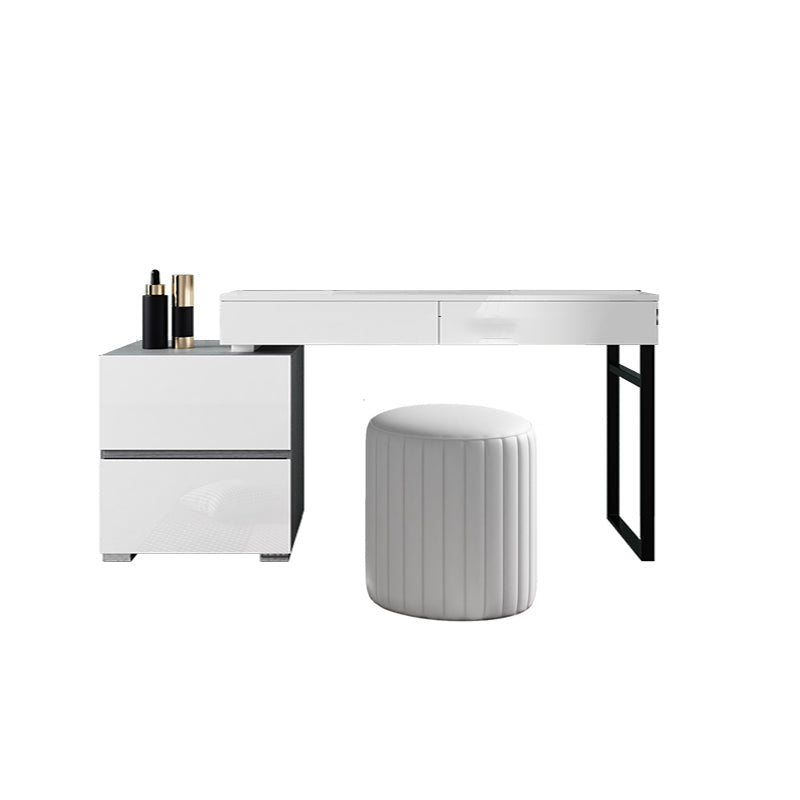 Moderno 4 cassetti da toeletta da toeletta da toeletta 28,94 "h bianco con sgabello