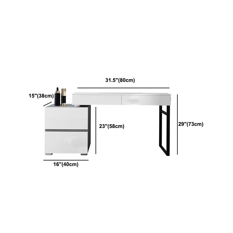 Moderno 4 cassetti da toeletta da toeletta da toeletta 28,94 "h bianco con sgabello