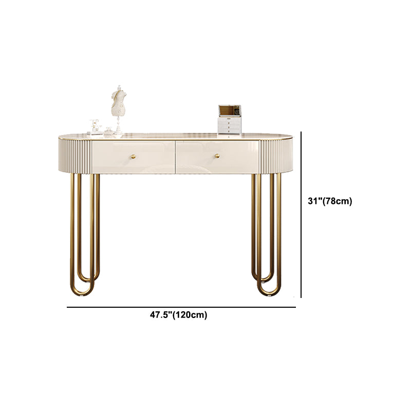 Beige Vanity Dressing Table Set Glossy Finish Dresser with Wood Drawers