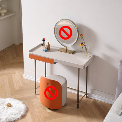 1 Drawer Glam Makeup Vanity Set Solid Wood Dressing Table with Slate Top