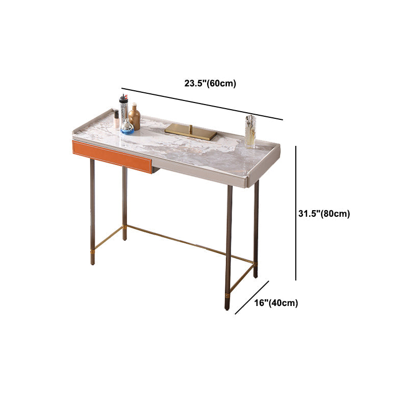 1 Drawer Glam Makeup Vanity Set Solid Wood Dressing Table with Slate Top