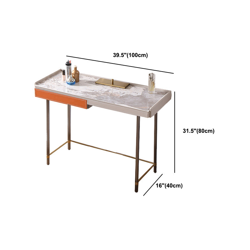 1 Drawer Glam Makeup Vanity Set Solid Wood Dressing Table with Slate Top