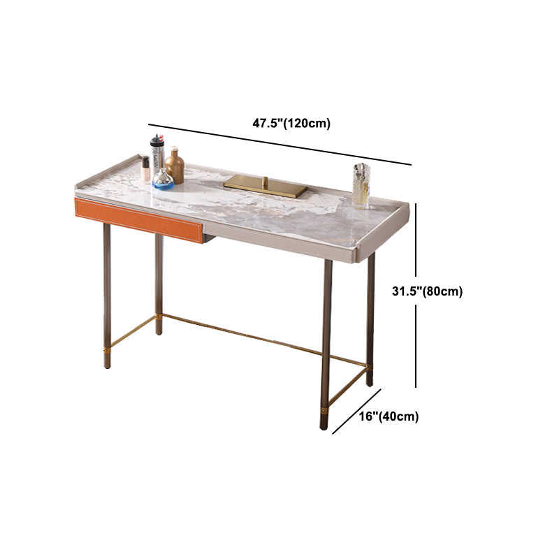 1 Drawer Glam Makeup Vanity Set Solid Wood Dressing Table with Slate Top